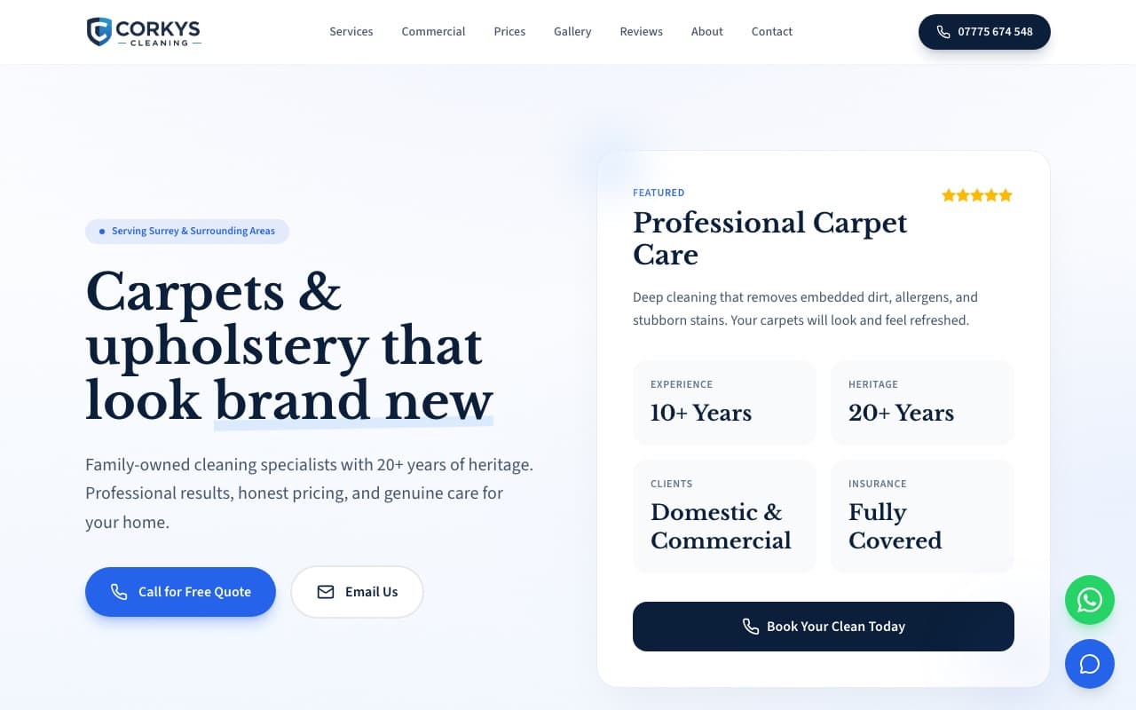Corky's Cleaning — website built by InstaWebsite