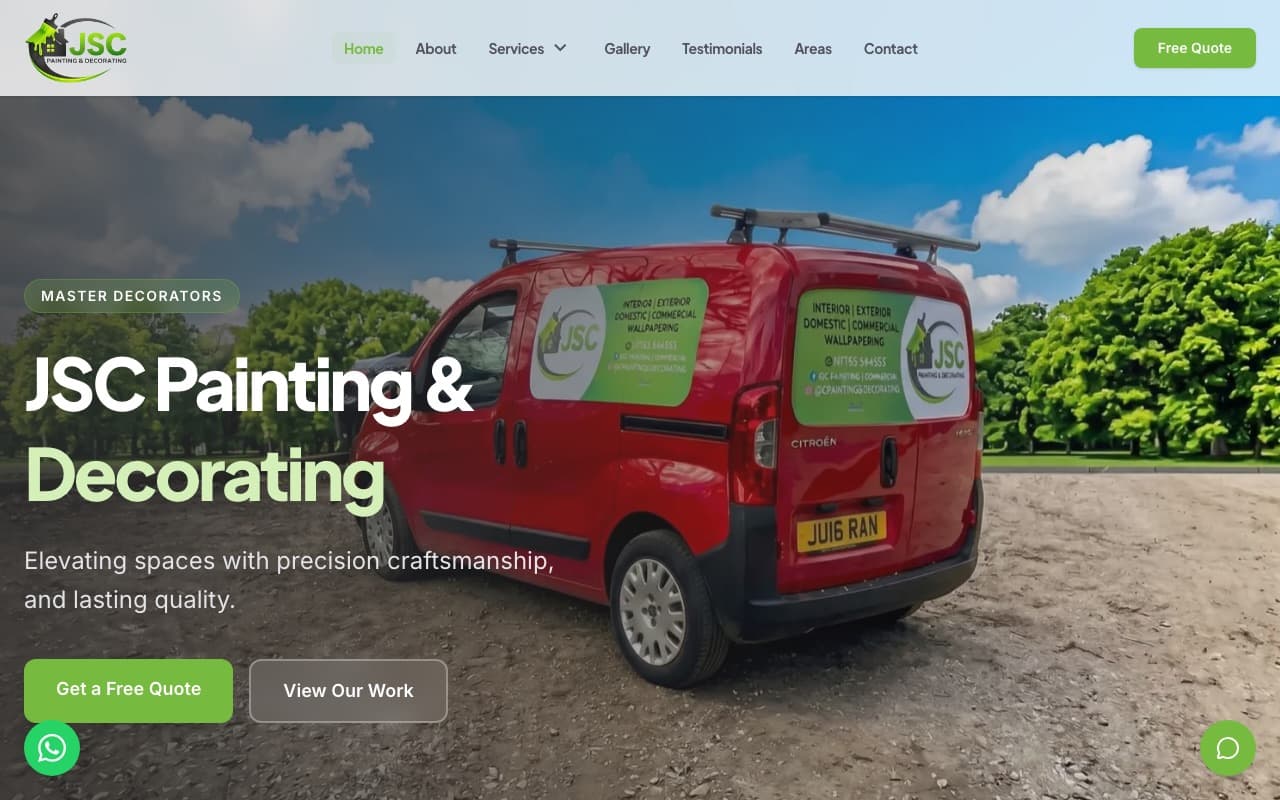 JSC Painting & Decorating — a real painter & decorator website built by InstaWebsite