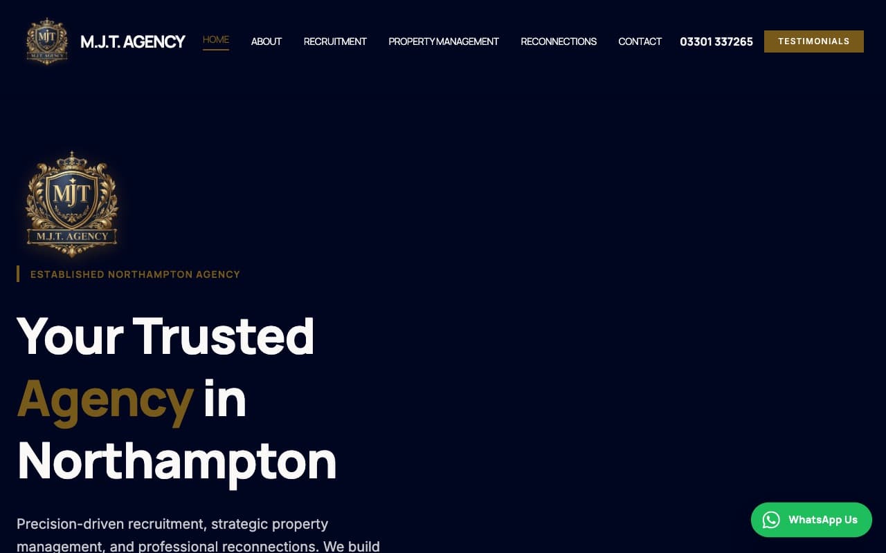 M.J.T. Agency — real client website built by InstaWebsite
