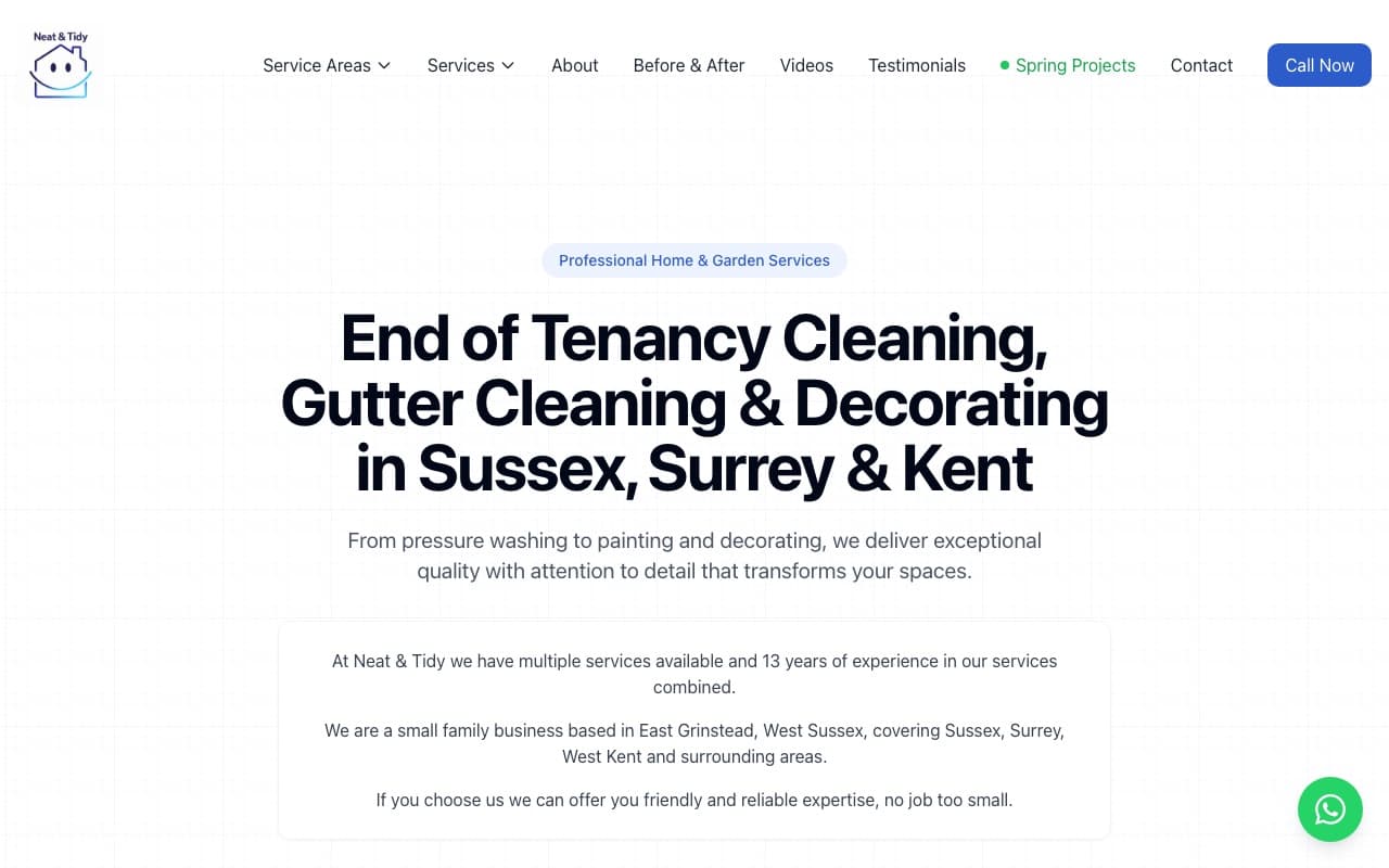 Neat & Tidy — real client website built by InstaWebsite