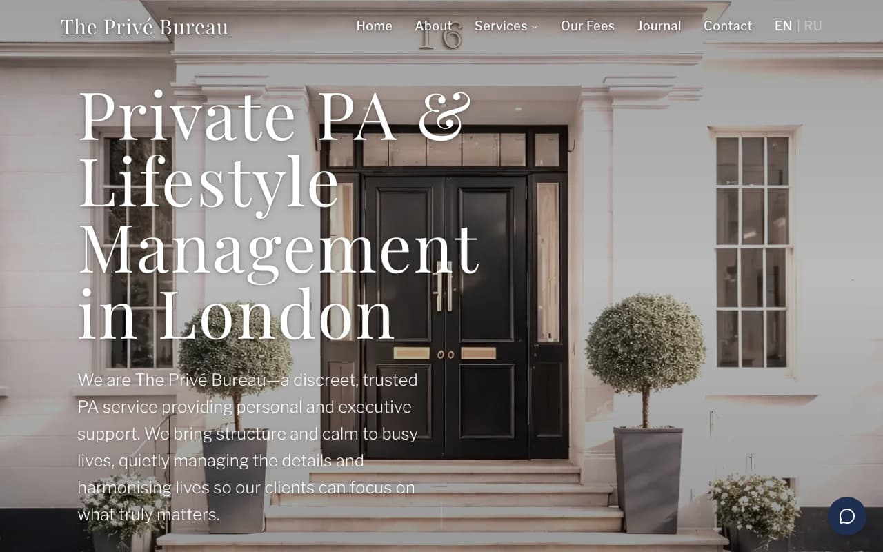 The Privé Bureau — real client website built by InstaWebsite